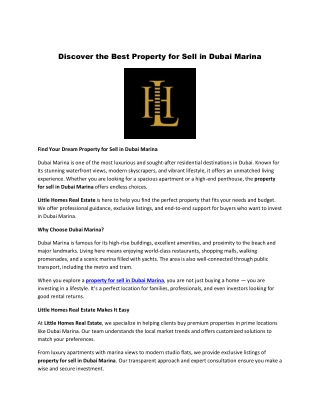 Discover the Best Property for Sell in Dubai Marina