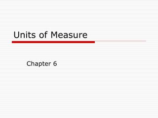 Units of Measure