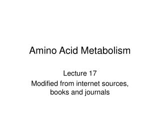 Amino Acid Metabolism