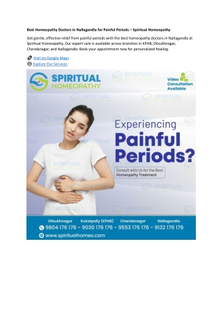 Best Homeopathy Doctors in Nallagandla for Painful Periods