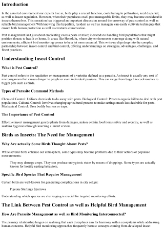 The Link Between Pest Control and Effective Bird Management