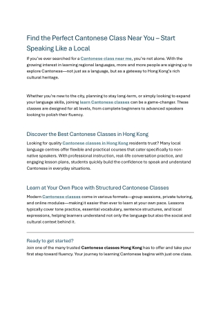 Find the Perfect Cantonese Class Near You – Start Speaking Like a Local