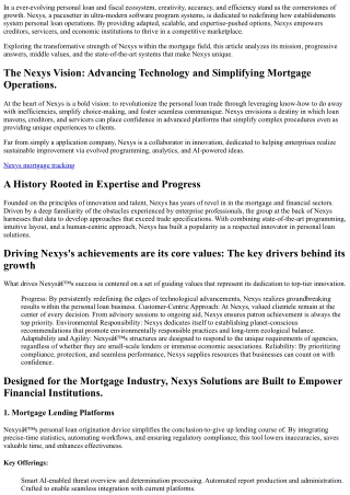 Simplifying Loan Origination,   Nexys Innovation Combines    Innovation and    S