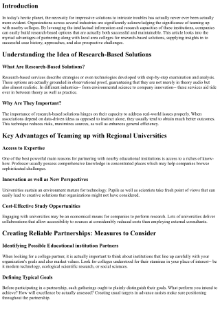 Partnering with Local Universities for Research-Based Solutions