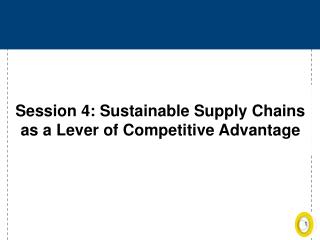 Session 4: Sustainable Supply Chains as a Lever of Competitive Advantage