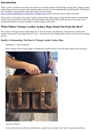 What Makes Vintage Leather Sydney Bags Stand Out from the Rest?