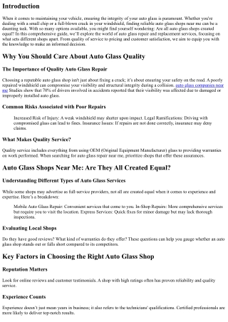 Auto Glass Shops Near Me: Are They All Created Equal?