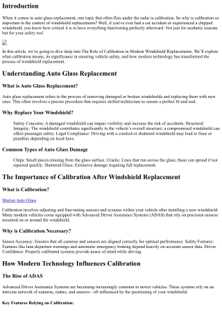 The Role of Calibration in Modern Windshield Replacements