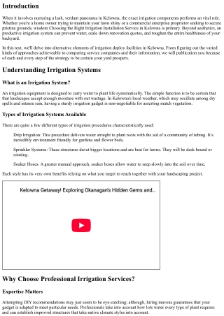 Choosing the Right Irrigation Installation Service in Kelowna