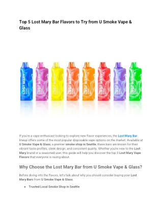 Top 5 Lost Mary Bar Flavors to Try from U Smoke Vape & Glass