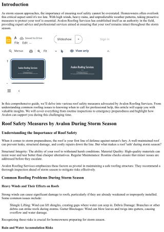 Roof Safety Measures by Avalon During Storm Season