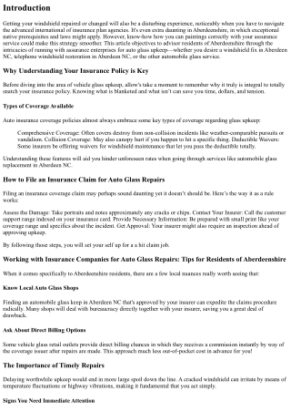 Working with Insurance Companies for Auto Glass Repairs: Tips for Residents of A