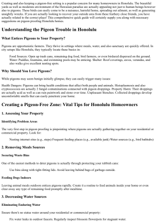Creating a Pigeon-Free Zone: Essential Tips for Honolulu Homeowners