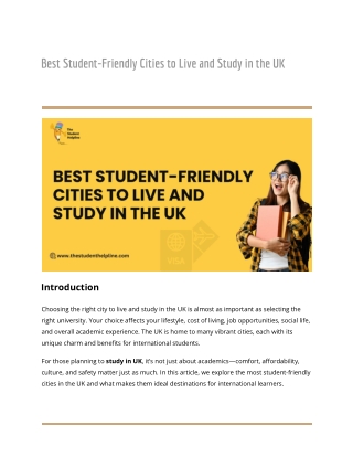 Best Student-Friendly Cities to Live and Study in the UK