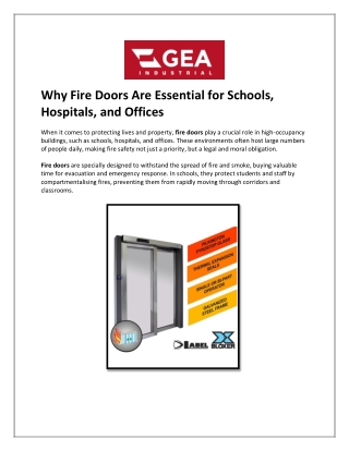 Buy Certified Fire Doors – GEA Industrial, Your Safety Partner