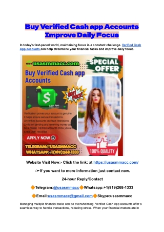 Buy Verified Cash app Accounts Improve Daily Focus