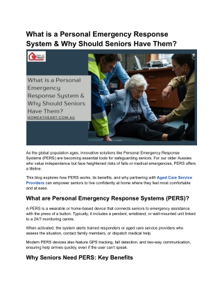 What is a Personal Emergency Response System & Why Should Seniors Have Them