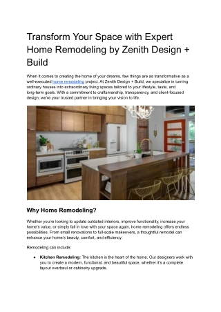 Transform Your Space with Expert Home Remodeling