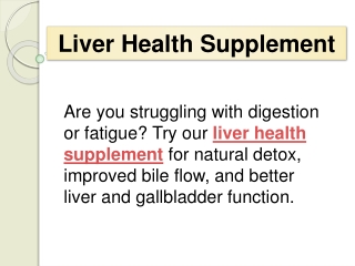 Liver Health Supplement