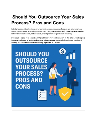 Should You Outsource Your Sales Process
