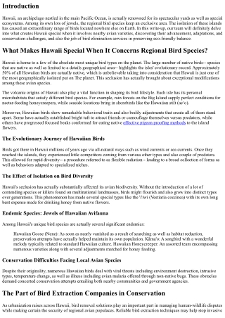 What Makes Hawaii Unique When It Comes to Local Avian Species?