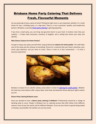 Brisbane Home Party Catering That Delivers Fresh, Flavourful Moments