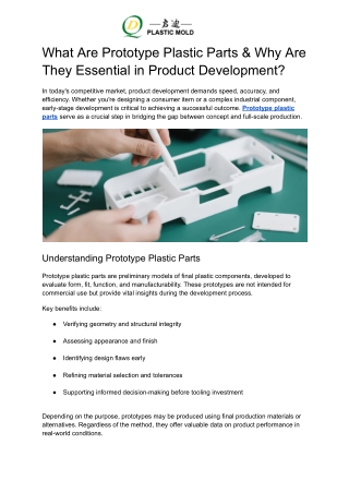 What Are Prototype Plastic Parts & Why Are They Essential in Product Development_