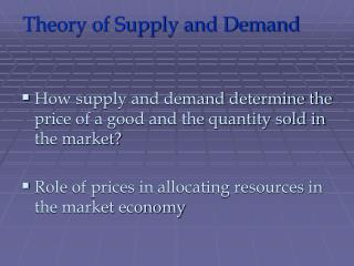 Theory of Supply and Demand
