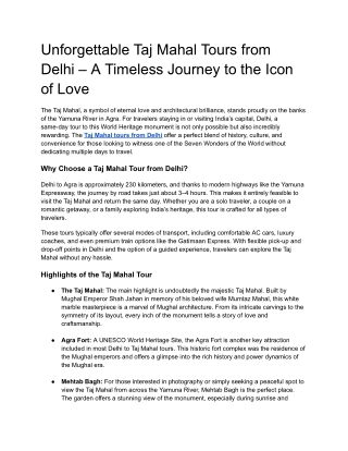 taj mahal tours from delhi