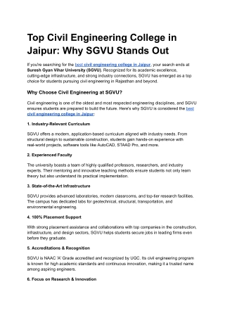 Top Civil Engineering College in Jaipur_ Why SGVU Stands Out