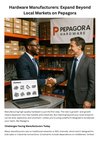 Hardware Manufacturers Expand Beyond Local Markets on Pepagora