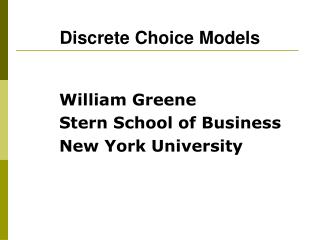 Discrete Choice Models