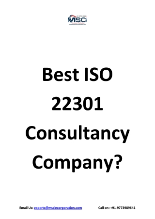 Best ISO 22301 Consultancy Company