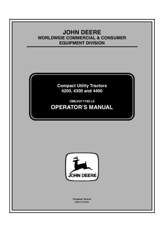 John Deere 4200 4300 and 4400 Compact Utility Tractors Operator’s Manual Instant Download (Publication No.OMLVU11740)