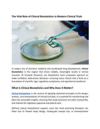 The Vital Role of Clinical Biostatistics in Modern Clinical Trials
