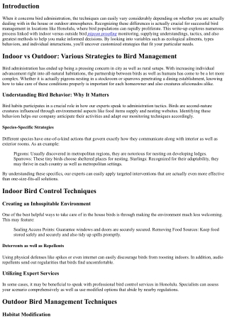 Indoor vs Outdoor: Different Approaches to Bird Management