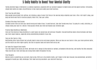 5 Daily Habits to Boost Your Mental Clarity