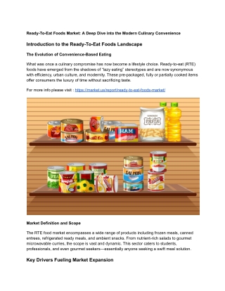 Quick Cuisine: Exploring the Ready-to-Eat Foods Landscape