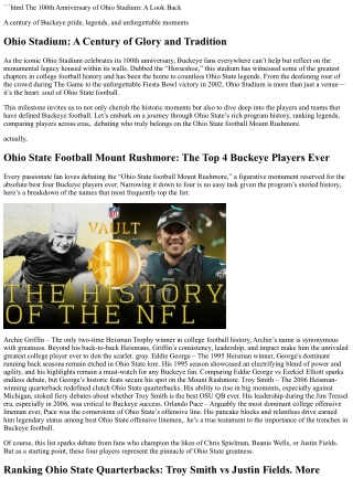 The 100th Anniversary of Ohio Stadium: A Look Back