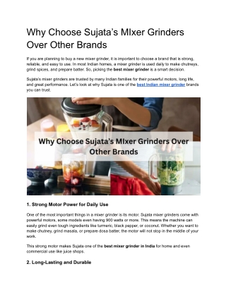 Why Choose Sujata’s MIxer Grinders Over Other Brands