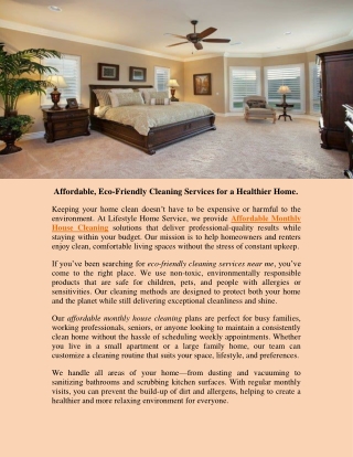 Affordable Monthly House Cleaning Solutions