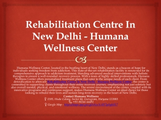 Rehabilitation Centre In Delhi - Humana Wellness Center