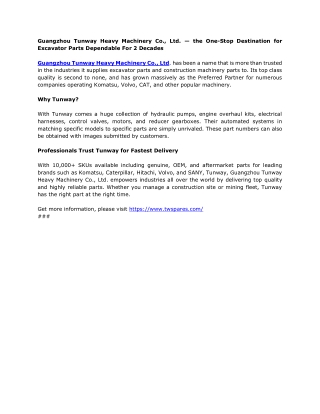 GUANGZHOU TUNWAY HEAVY MACHINERY CO., LTD