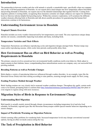 How Climate Affects Bird Behavior and Proofing Needs in Honolulu