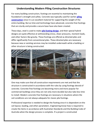 Understanding Modern Piling Construction Structures