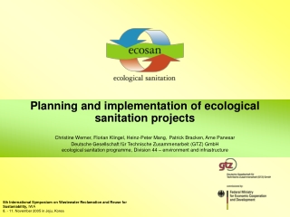 Planning and implementation of ecological sanitation projects