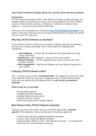 Buy TikTok Followers Australia Boost Your Aussie TikTok Presence Instantly