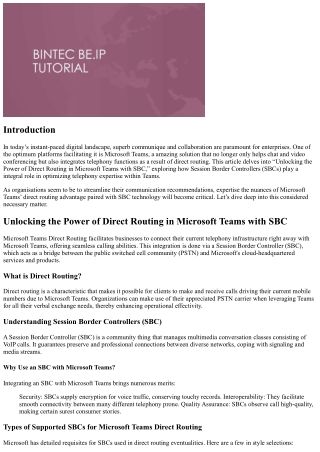 “Unlocking the Potential of Direct Path in MS Teams with Communication Controlle