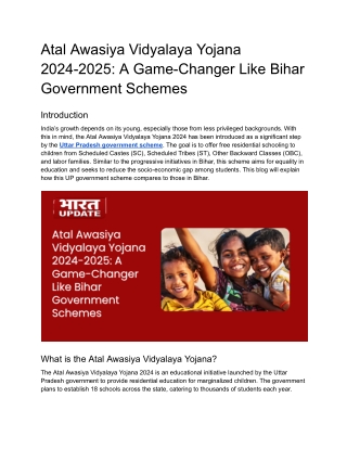 Atal Awasiya Vidyalaya Yojana 2024_ A Game-Changer Like Bihar Government Schemes