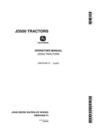 John Deere JD500 Tractors Operator’s Manual Instant Download (Publication No.OMR34408)